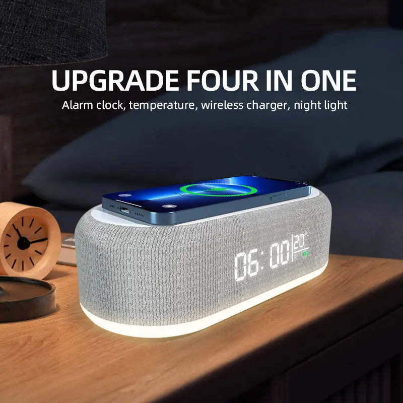 Wireless Charger Alarm Clock Time LED Light