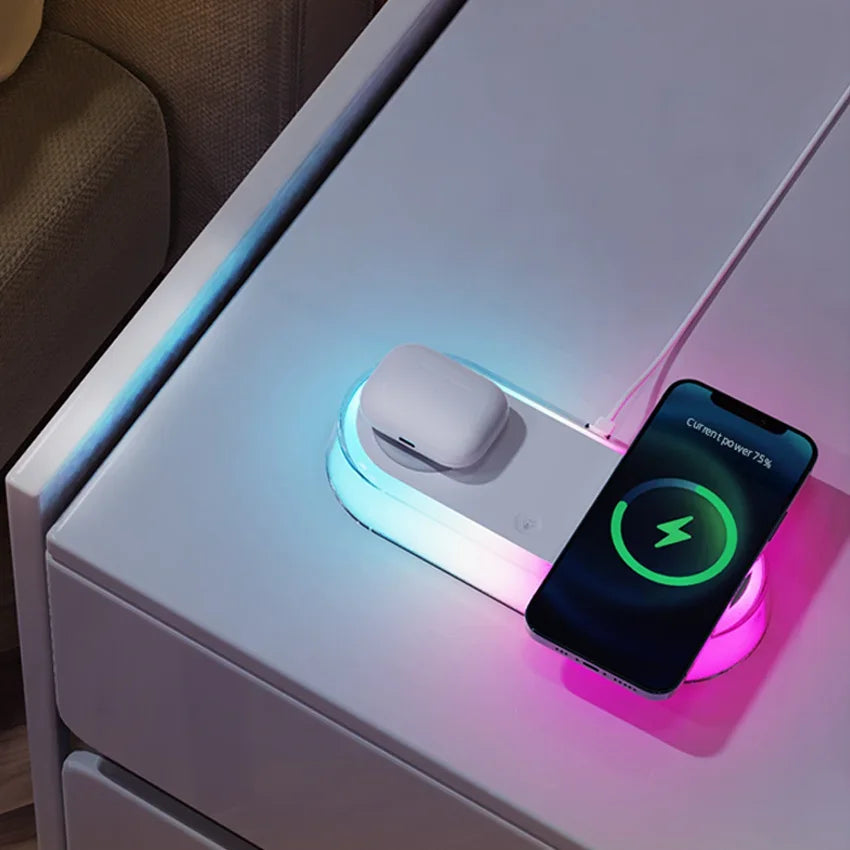 Wireless Charger Alarm Clock Time LED Light