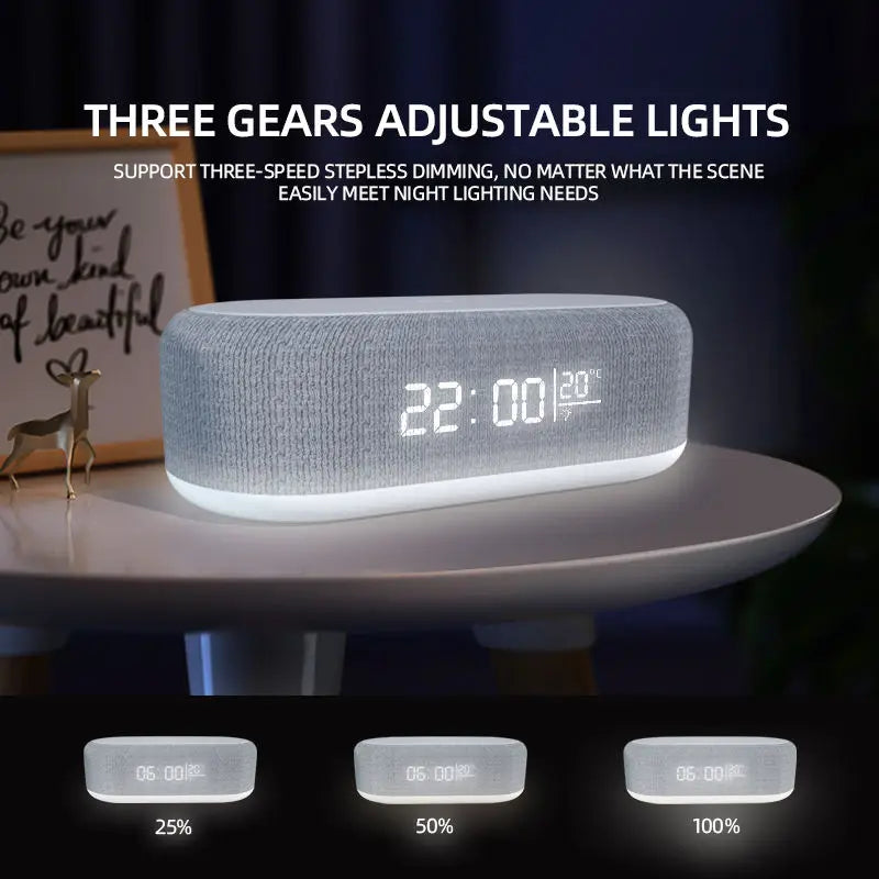Wireless Charger Alarm Clock Time LED Light