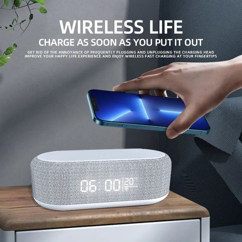 Wireless Charger Alarm Clock Time LED Light